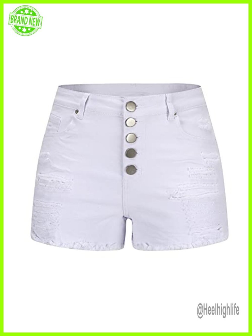Women Mid Rise Ripped Stretchy Denim Shorts Frayed Raw Hem Casual Summer Jeans